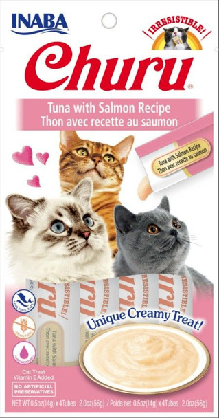 Inaba Churu Tuna with Salmon Recipe Creamy Cat Treat 4 count