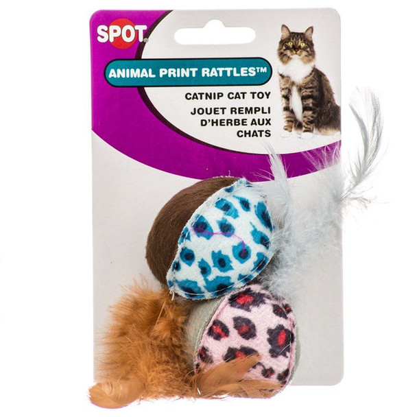 Spot Spotnips Rattle with Catnip - Animal Print 2 Pack