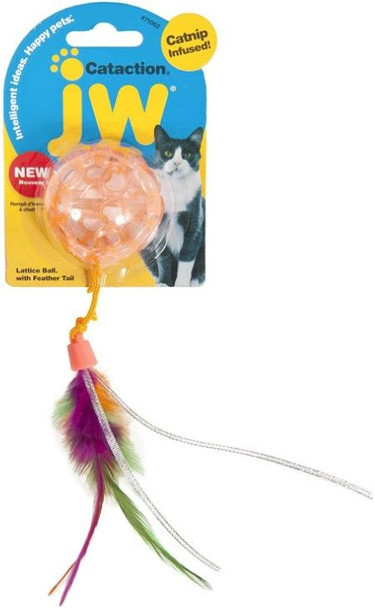 JW Pet Cataction Catnip Infused Lattice Ball Cat Toy With Tail  1 count
