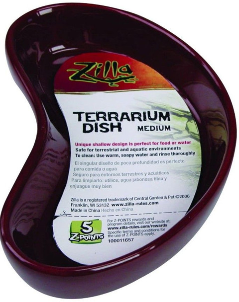 Zilla Kidney Shaped Terrarium Dish - Food or Water Medium - 5.25 Long - (Assorted Colors)