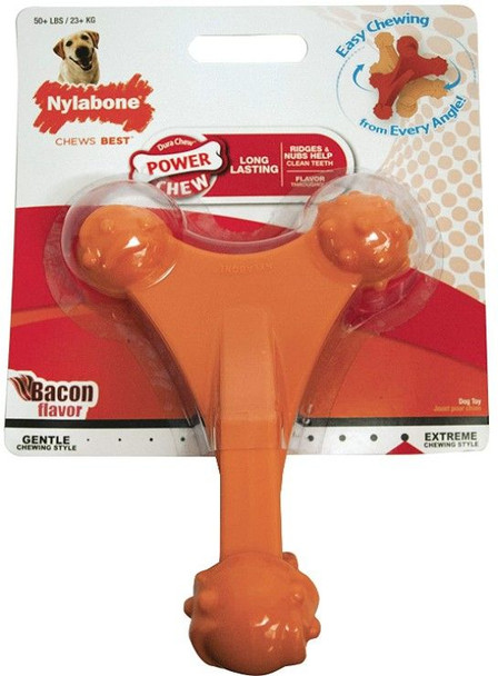 Nylabone Dura Chew Axis Bone Chew Toy - Bacon Flavor