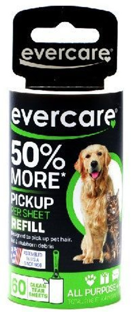 Evercare Pet Hair Adhesive Roller Refill Roll 60 Sheets - (29.8' Long x 4 Wide)