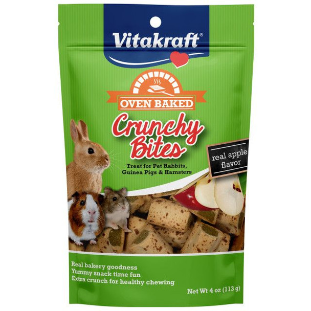 Vitakraft Oven Baked Crunchy Bites Small Pet Treats - Real Apple Flavor 4 oz