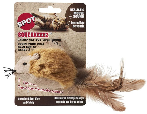 Spot Squeakeeez Mouse Cat Toy Assorted Colors 1 count