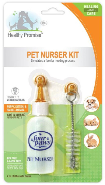 Four Paws Pet Nurser Bottle with Brush Kit 2 oz Bottle