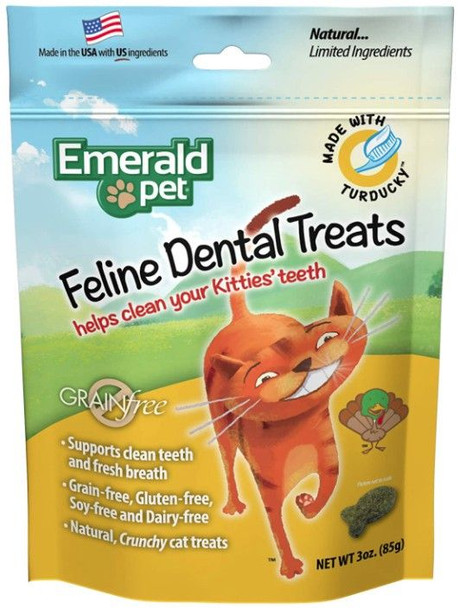 Emerald Pet Feline Dental Treats Turducky Flavor 3 oz