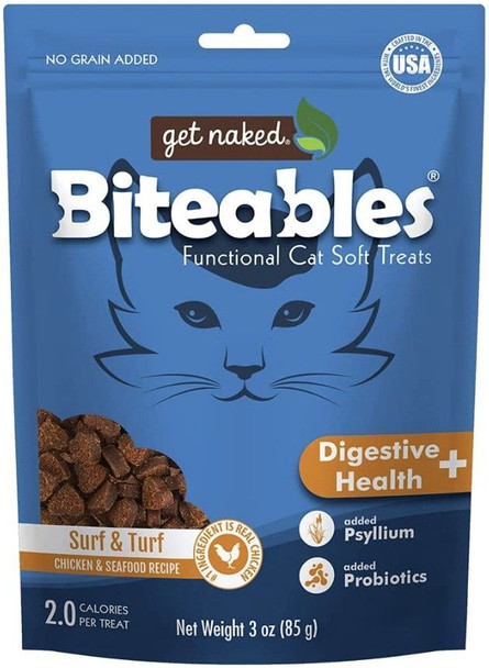 Get Naked Digestive Health Biteables Soft Cat Treats Surf and Turf Flavor 3 oz
