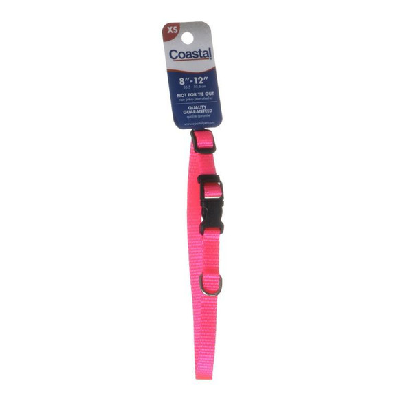 Tuff Collar Nylon Adjustable Collar - Neon Pink 8-12 Long x 3/8 Wide