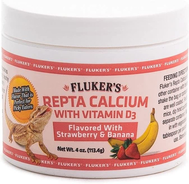 Flukers Strawberry Banana Flavored Repta Calcium 4 oz