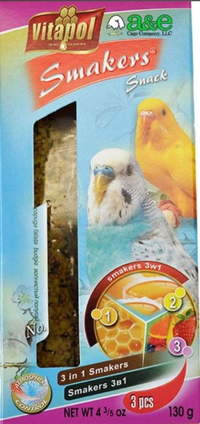 A&E Cage Company Smakers Parakeet Variety Treat Sticks 3 count