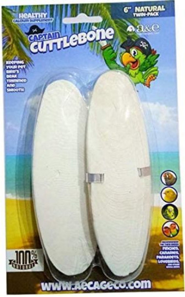 AE Cage Company Captain Cuttlebone Natural Flavored Cuttlebone 6 Long 2 count