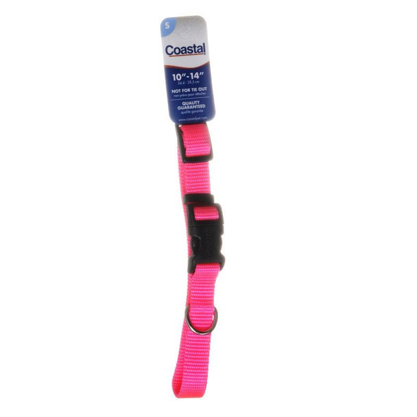 Tuff Collar Nylon Adjustable Collar - Neon Pink 10-14 Long x 5/8 Wide