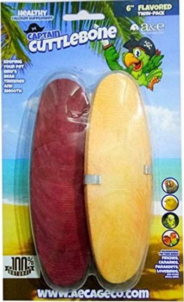 AE Cage Company Captain Cuttlebone Flavored Cuttlebone 6 Long 2 count