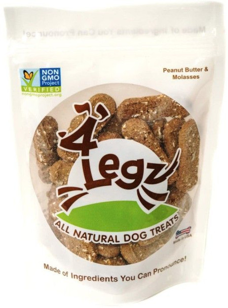 4Legz Kitty Roca Crunchy Dog Cookies Peanut Butter and Molasses 8 oz