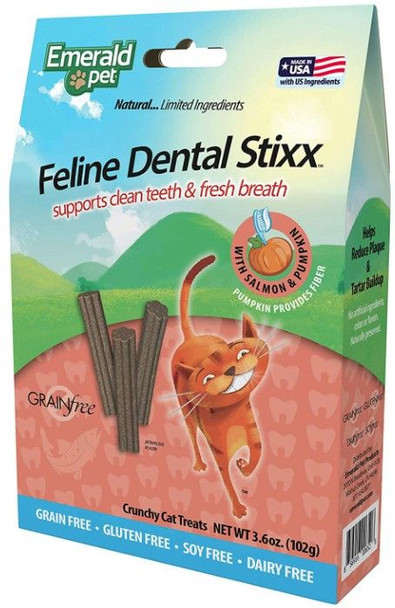 Emerald Pet Feline Dental Stixx Salmon and Pumpkin Recipe 3.6 oz