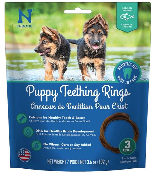 N-Bone Puppy Teething Rings Salmon Flavor 3 count