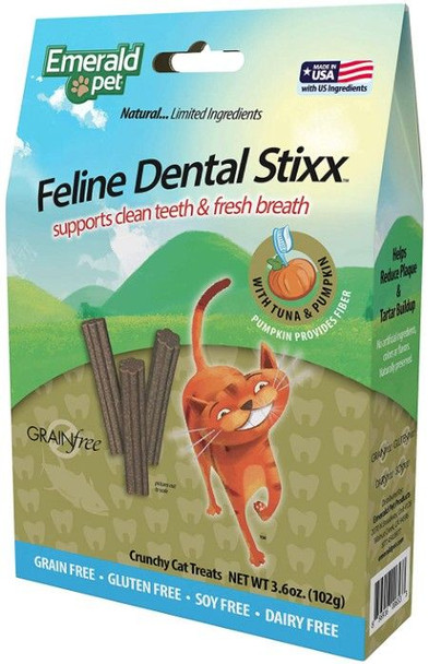 Emerald Pet Feline Dental Stixx Tuna and Pumpkin Recipe 3.6 oz
