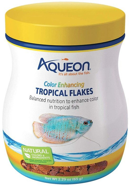 Aqueon Color Enhancing Tropical Flakes Fish Food 2.29 oz