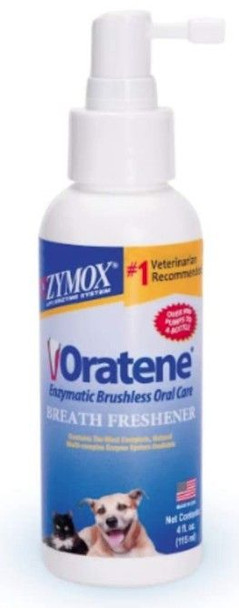 Zymox Oratene Enzymatic Brushless Oral Care Breath Freshener for Dogs and Cats 4 oz