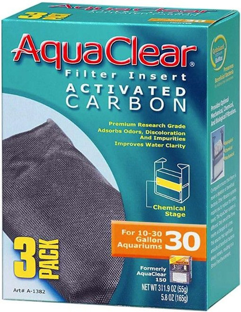 Aquaclear Activated Carbon Filter Inserts Size 30 - 3 count