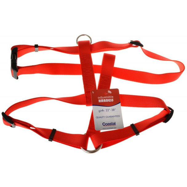 Tuff Collar Nylon Adjustable Harness - Red Large (Girth Size 22-38)