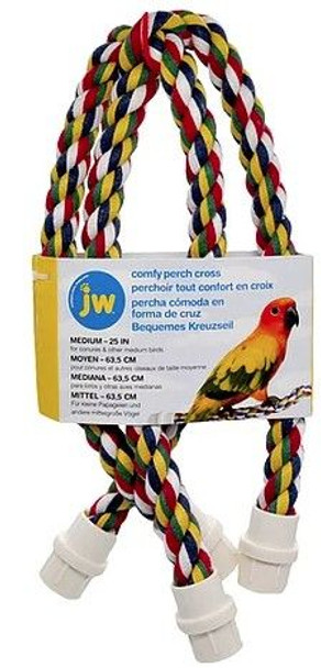 JW Pet Flexible Multi-Color Cross Rope Perch 25 Medium 1 count