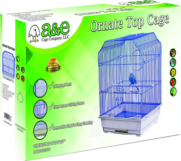AE Cage Company Ornate Top Bird Cage 14x11x17 Black 1 count