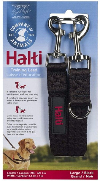 Halti Training Lead for Dogs - Black Large - (7' Long x 2 Wide)