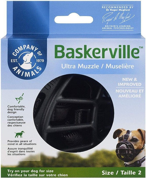 Baskerville Ultra Muzzle for Dogs Size 2 - Dogs 12-25 lbs - (Nose Circumference 10.5)