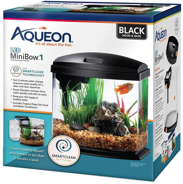 Aqueon LED MiniBow 1 SmartClean Aquarium Kit Black 1 gallon