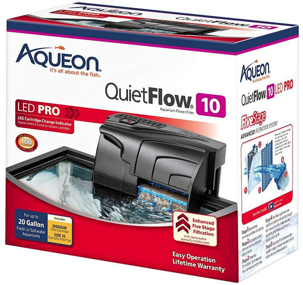 Aqueon QuietFlow LED Pro Power Filter QuietFlow 10 (Aquariums up to 10 Gallons)