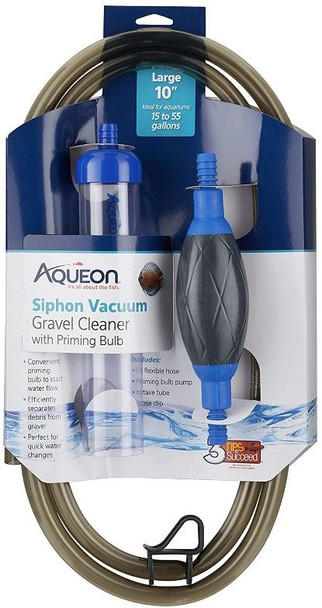 Aqueon Siphon Vacuum Gravel Cleaner with Priming Bulb Large - 10 Tube with 6' Hose - (Aquariums 15-55 Gallons)