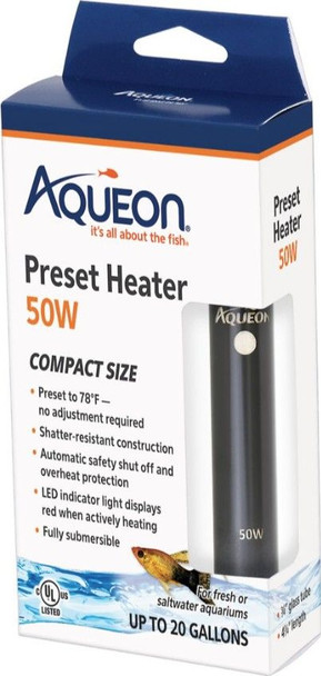 Aqueon Preset Aquarium Heater 50 Watt (Aquariums up to 20 Gallons)
