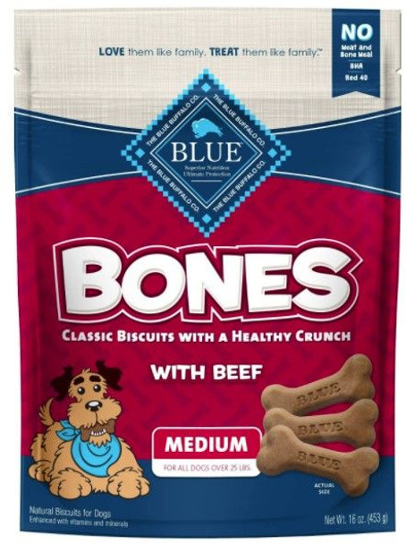 Blue Buffalo Classic Bone Biscuits with Beef Medium 16 oz
