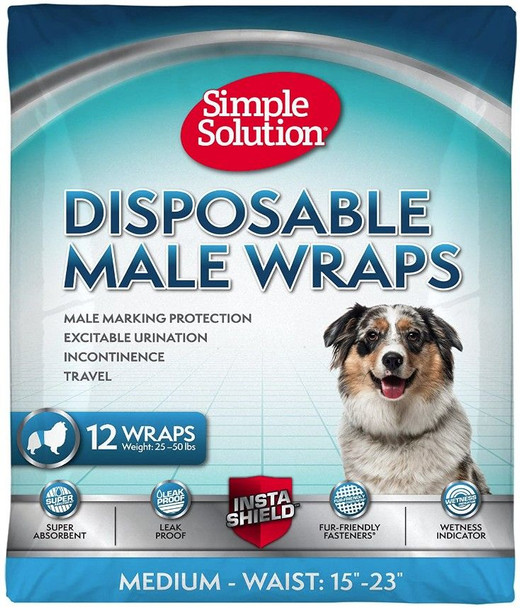 Simple Solution Disposable Male Wraps - Medium 12 Count
