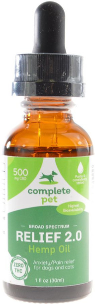 Complete Pet Relief 2.0 Hemp Oil 500mg 1 oz