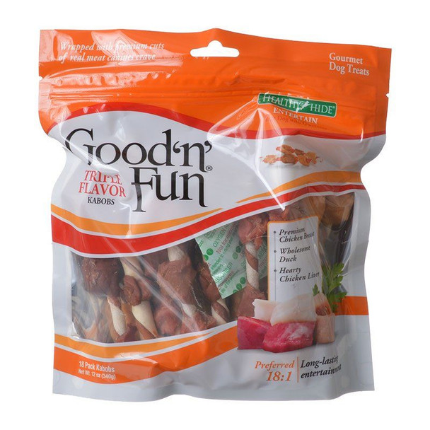 Healthy Hide Good 'n' Fun Triple-Flavor Kabobs - Chicken Breast, Duck & Chicken Liver 18 Pack