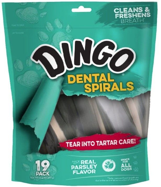Dingo Dental Spirals Fresh Breath Dog Treats 19 count