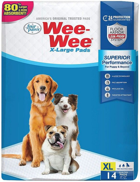 Four Paws X-Large Wee Wee Pads 28 x 34 14 count