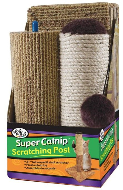 Four Paws Super Catnip Carpet and Sisal Cat Scratching Post 21 Tall 1 count