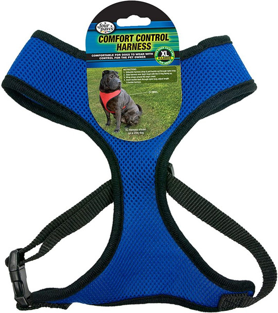 Four Paws Comfort Control Harness - Blue X-Large - For Dogs 29-29 lbs (20-29 Chest & 15-17 Neck)