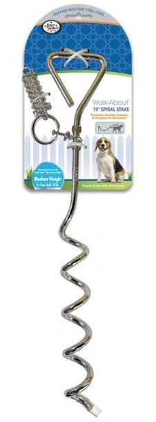 Four Paws Walk About Spiral Tie Out Stake 19 Silver Spiral Tie Out Stake