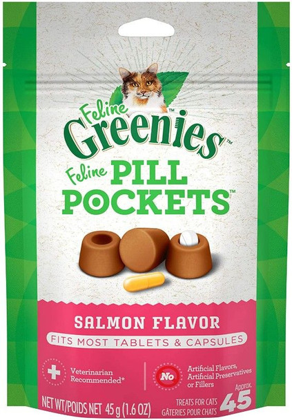 Greenies Pill Pockets Salmon Flavor Cat Treats 1.6 oz