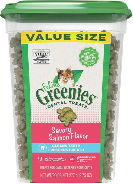 Greenies Feline Natural Dental Treats Tempting Salmon Flavor 9.75 oz