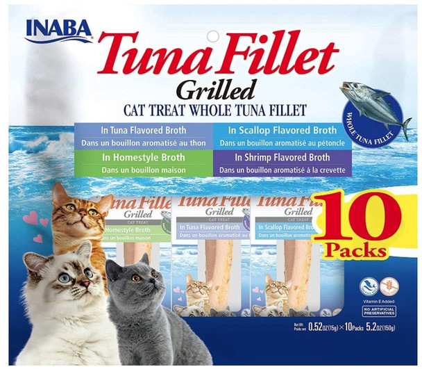 Inaba Tuna Fillet Cat Treat Whole Tuna Fillet Variety Pack 10 count