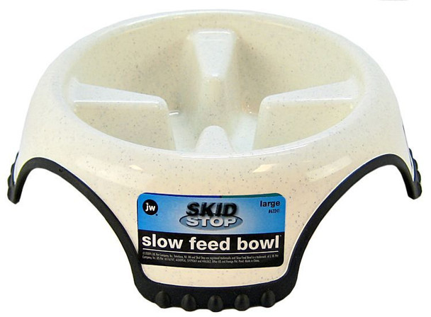 JW Pet Skid Stop Slow Feed Bowl Large - 10.5 Wide x 3 High (5 cups)