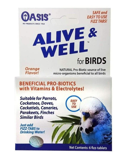Oasis Alive and Well, Stress Preventative and Pro-Biotic Tablets for Birds 1 count
