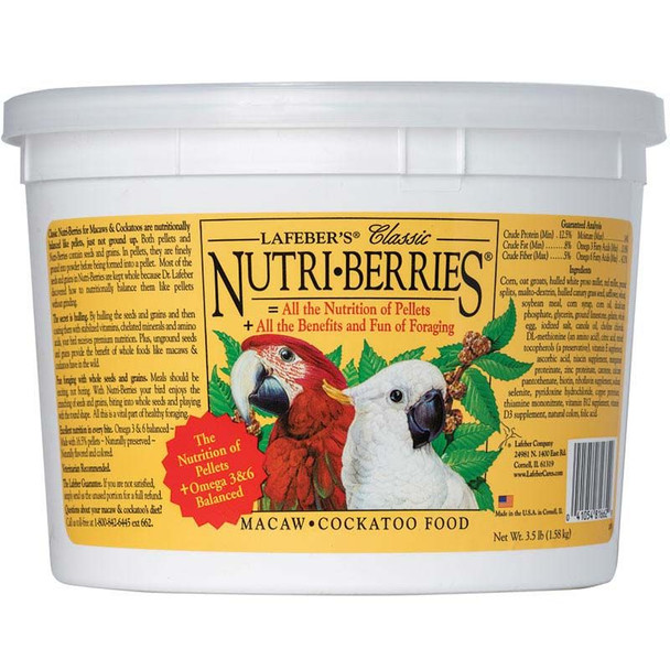 Lafeber Classic Nutri-Berries Macaw & Cockatoo Food 3.5 lb Bucket