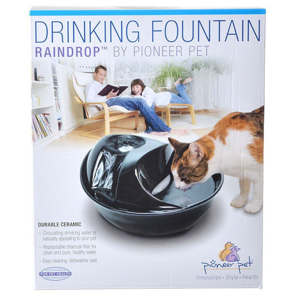 Pioneer Raindrop Ceramic Drinking Fountain - Black 60 oz