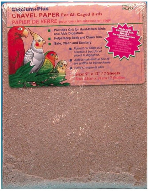 Penn Plax Calcium Plus Gravel Paper for Caged Birds 9 x 12 - 7 Pack